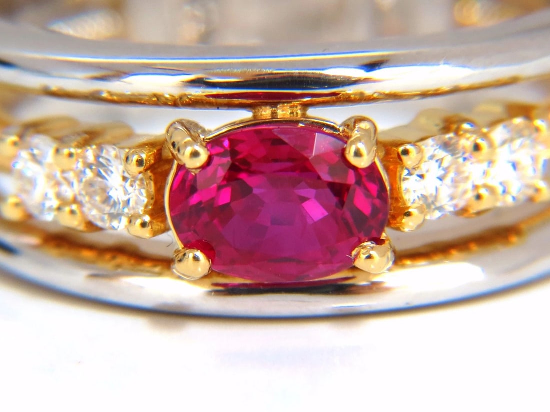 GIA Certified 1.30ct natural vivid red Burma ruby diamonds ring 18kt coil wrap - 5