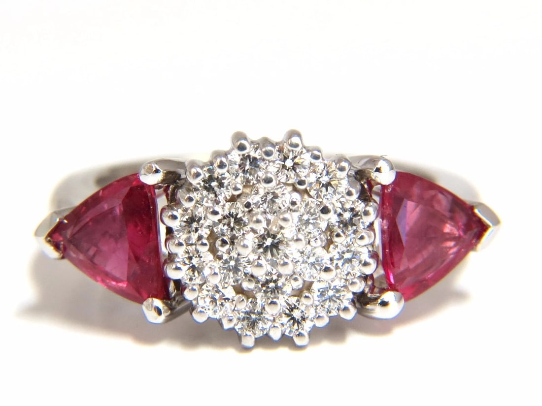 2.00ct NATURAL PINK SAPPHIRE DIAMONDS RING 14KT CIRCULAR CLUSTER TOP - 2