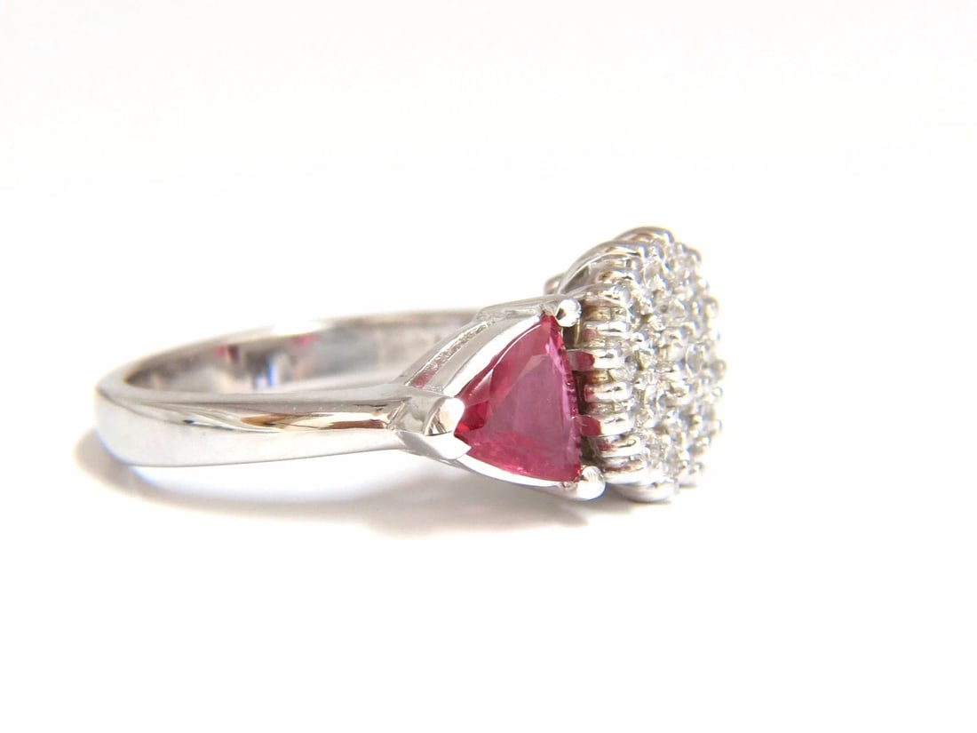 2.00ct NATURAL PINK SAPPHIRE DIAMONDS RING 14KT CIRCULAR CLUSTER TOP - 3