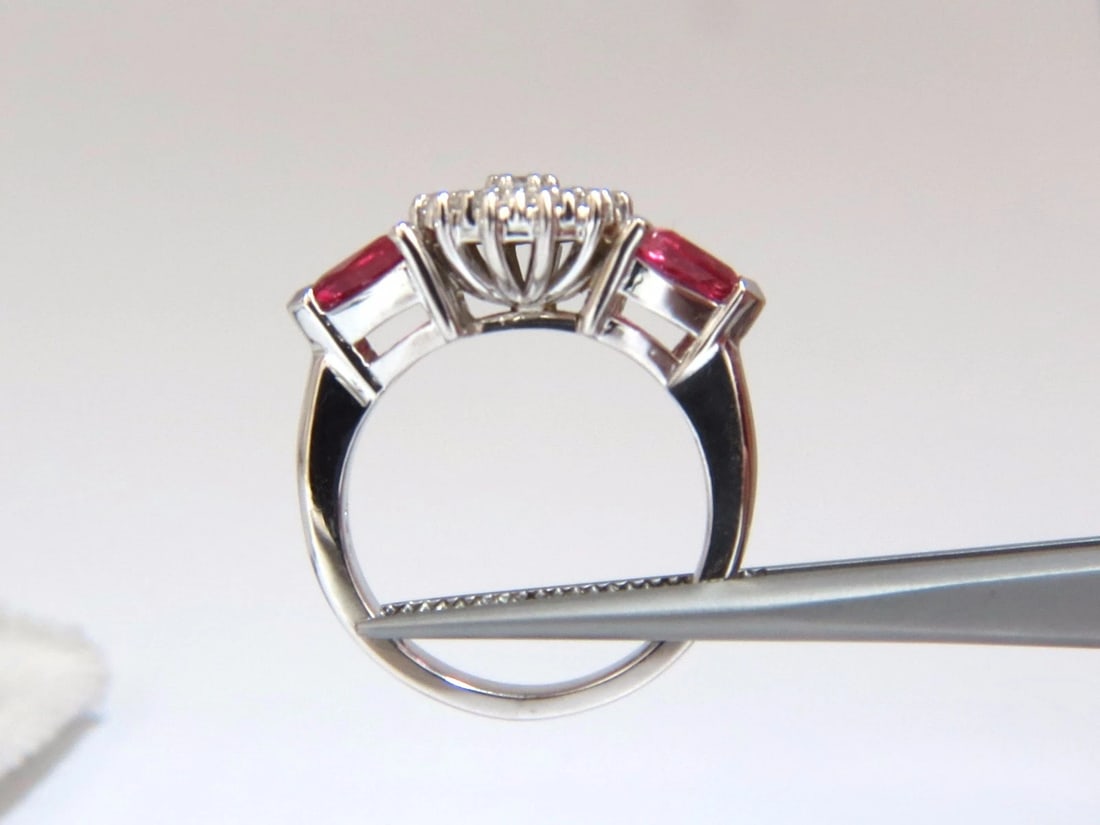 2.00ct NATURAL PINK SAPPHIRE DIAMONDS RING 14KT CIRCULAR CLUSTER TOP - 4