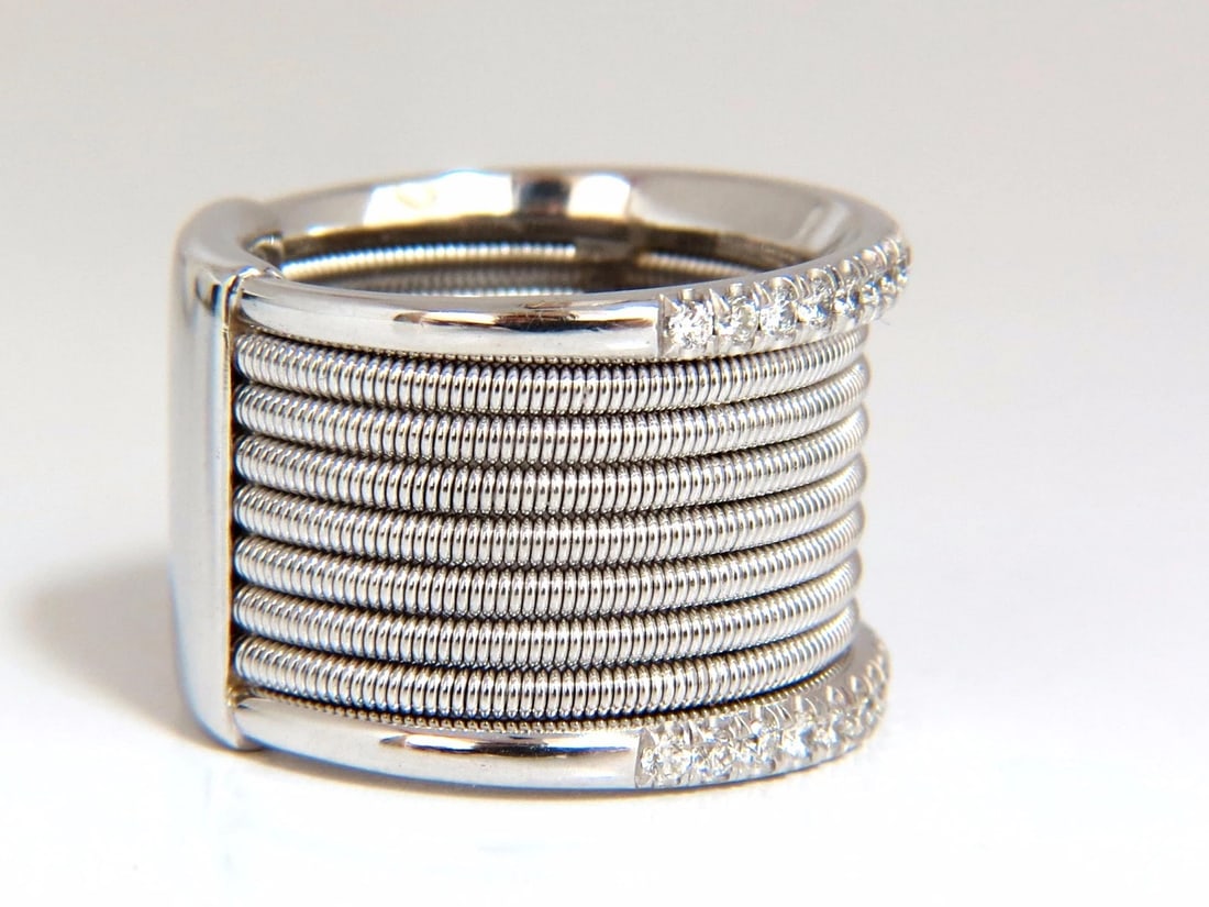 .50ct natural round bead set diamonds wide band 18kt coil wrap - 2