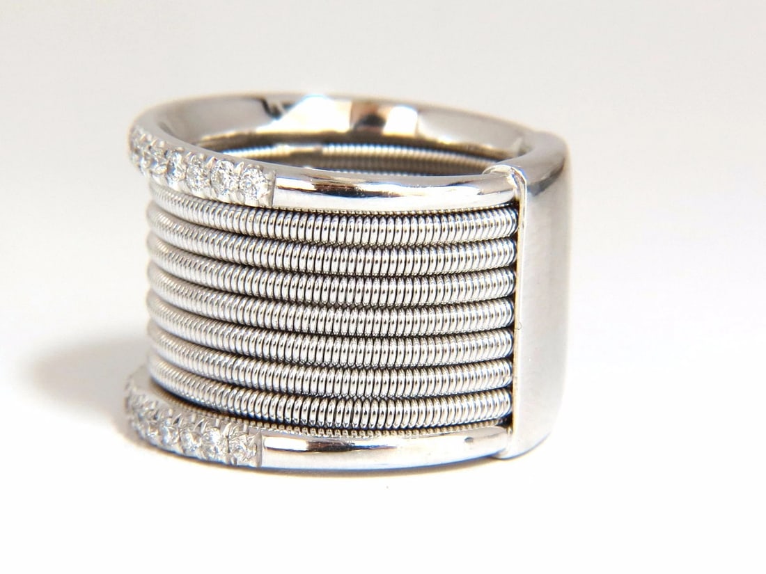 .50ct natural round bead set diamonds wide band 18kt coil wrap - 4