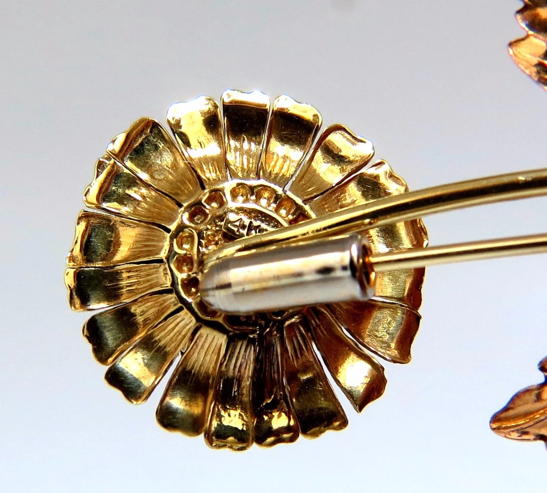 Vintage 1.75ct natural Indigo Zircon Flower Pin 14kt 3D - 4