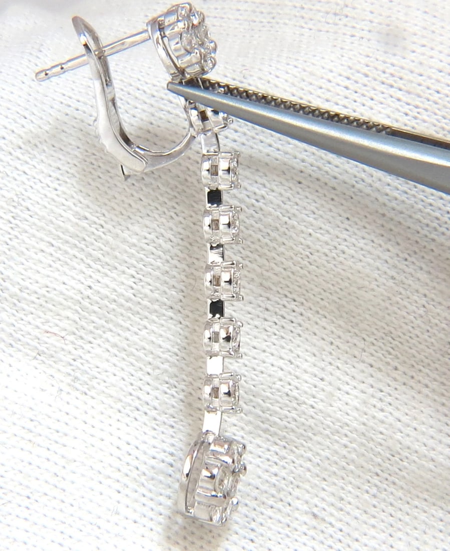 1.70ct NATURAL ROUND DIAMONDS FLOATING CLUSTER DANGLE EARRINGS OMEGA - 4