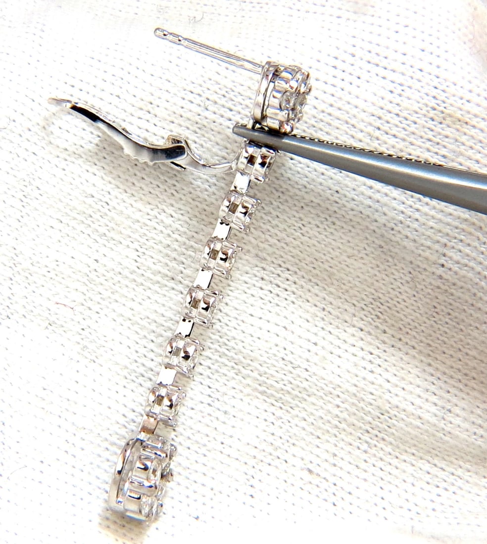 1.70ct NATURAL ROUND DIAMONDS FLOATING CLUSTER DANGLE EARRINGS OMEGA - 5