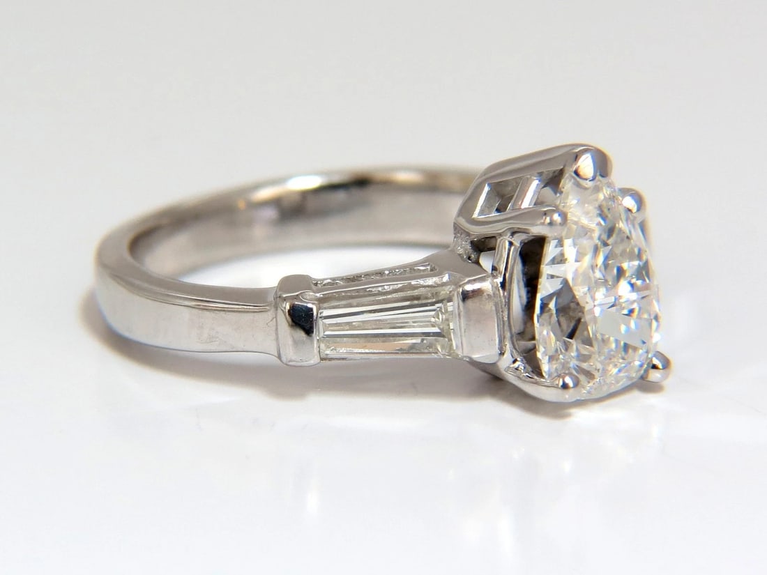 GIA 1.74CT NATURAL PEAR BRILLIANT DIAMOND RING CLASSIC THREE ENGAGEMENT 14KT - 2