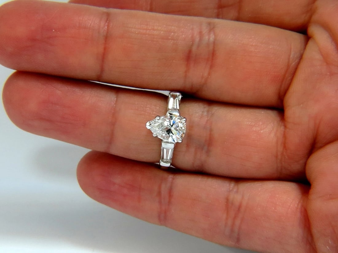 GIA 1.74CT NATURAL PEAR BRILLIANT DIAMOND RING CLASSIC THREE ENGAGEMENT 14KT - 5