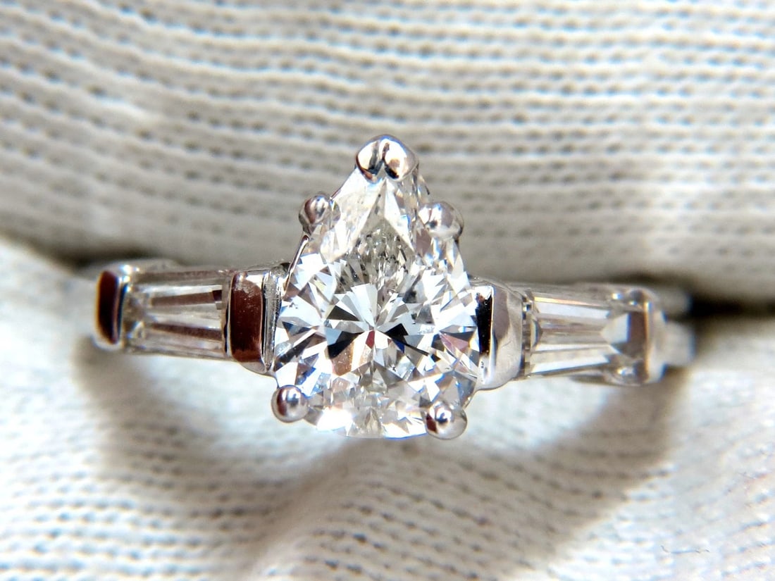 GIA 1.74CT NATURAL PEAR BRILLIANT DIAMOND RING CLASSIC THREE ENGAGEMENT 14KT - 6