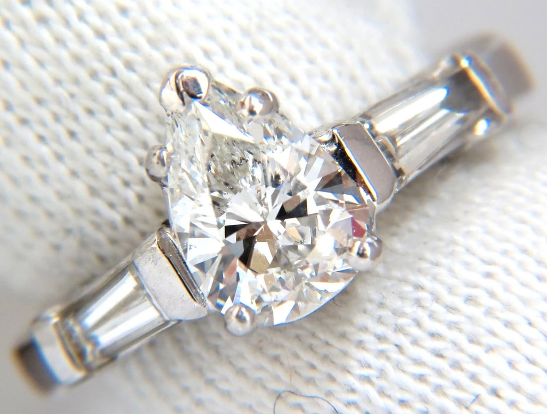 GIA 1.74CT NATURAL PEAR BRILLIANT DIAMOND RING CLASSIC THREE ENGAGEMENT 14KT - 7