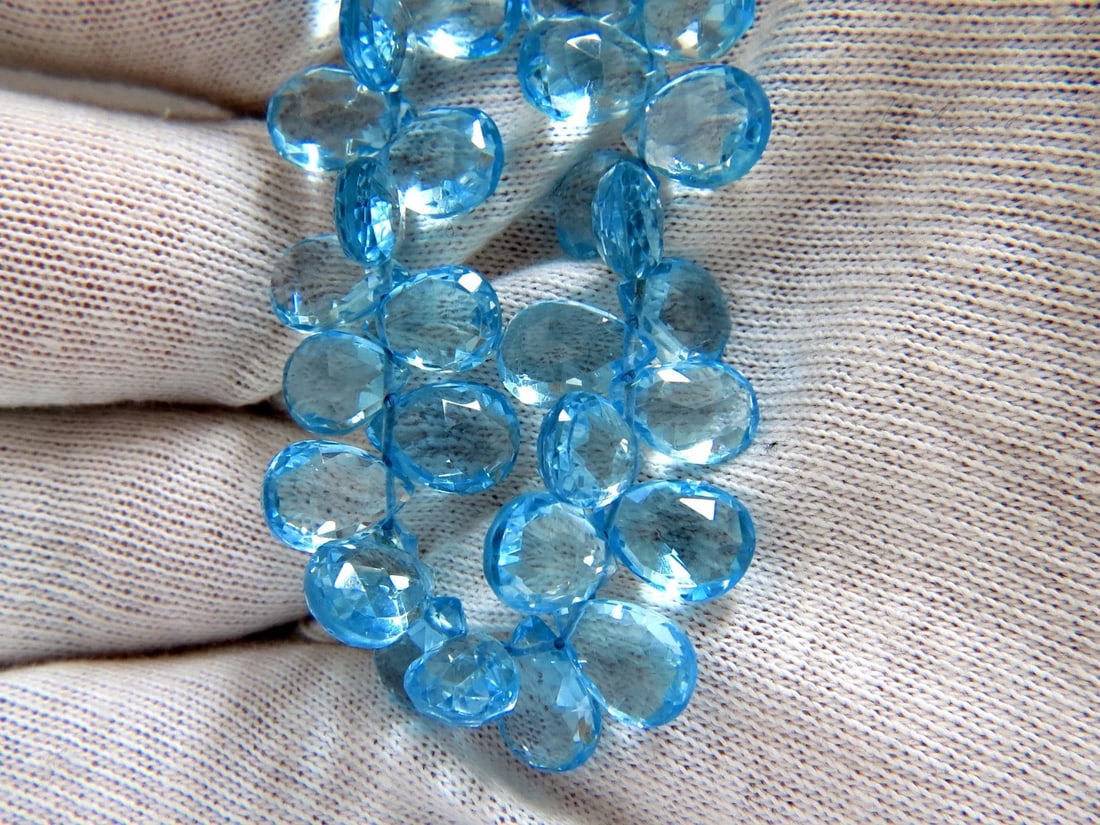 NATURAL 260CT. BLUE TOPAZ BEAD & SAPPHIRE DIAMOND NECKLACE 14KT - 2