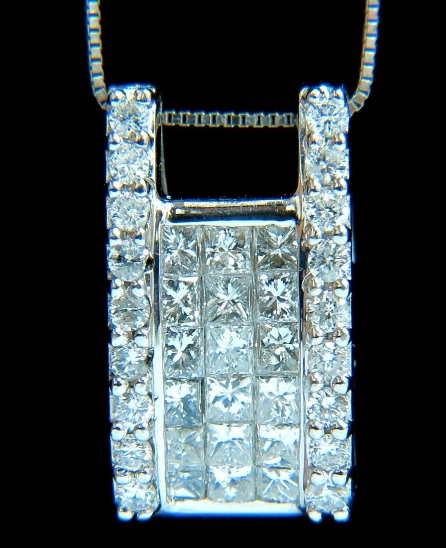 .90ct Princess & Rounds Diamond Square Cocktail Pendant 18kt - 2