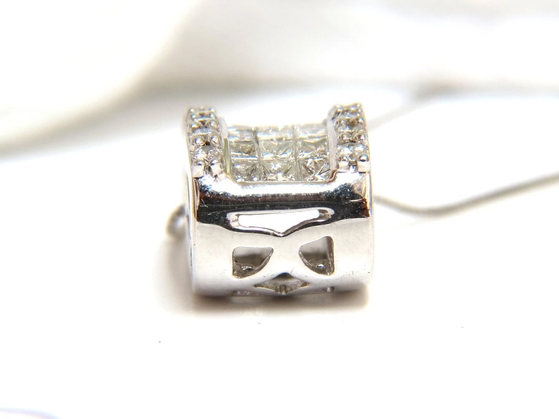 .90ct Princess & Rounds Diamond Square Cocktail Pendant 18kt - 5