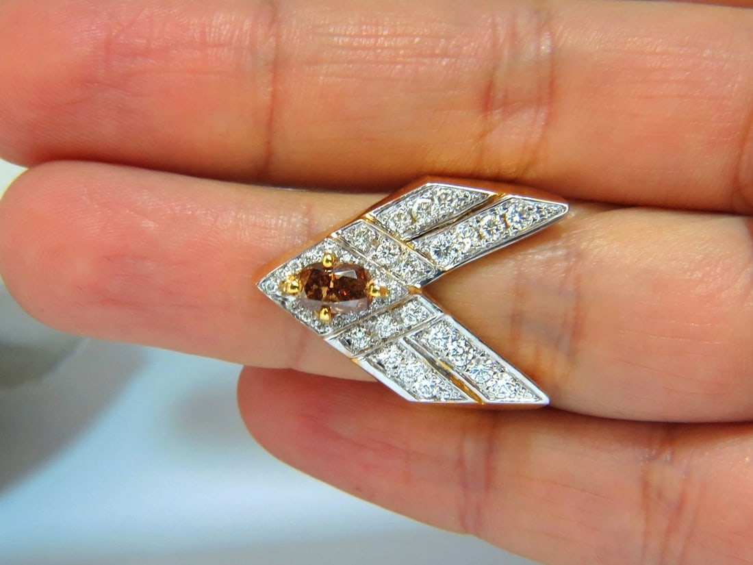 2.50ct DIAMONDS CHEVRON STATEMENT RING NATURAL FANCY COLOR DIAMOND 14KT - 3