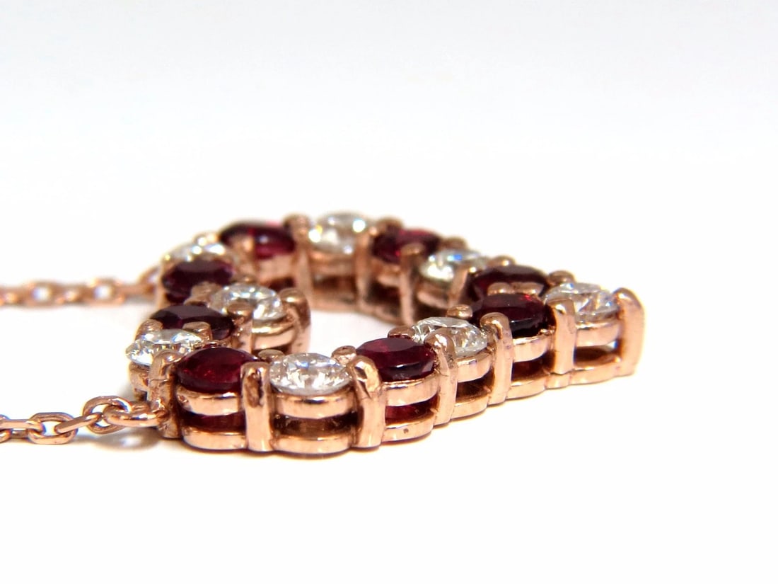 2.58ct natural vivid red ruby diamond heart necklace 14kt - 3