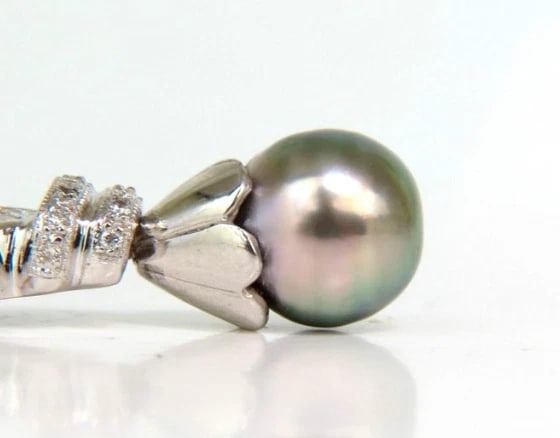 10.50MM NATURAL TAHITIAN PEARL & 1.10CT DIAMONDS PENDANT & NECKLACE 14KT - 3