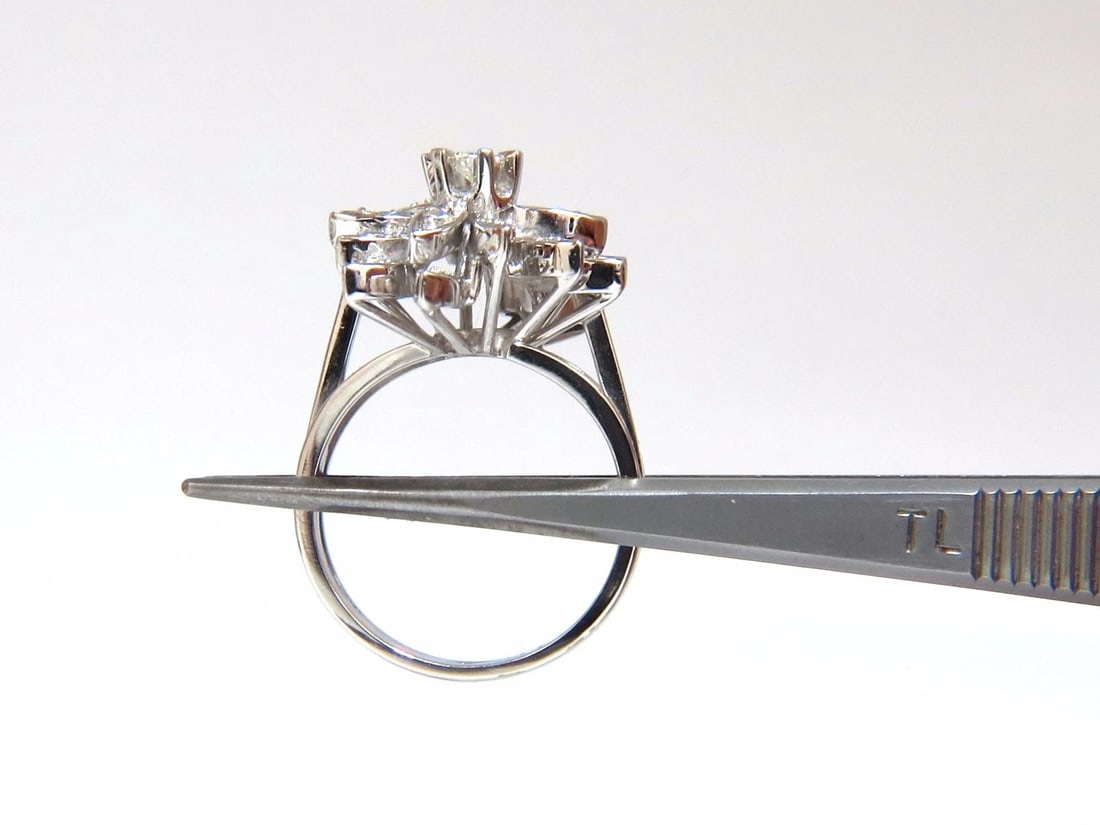1.10ct natural Diamonds Profile Cluster Top 18kt ring Vintage Deco - 3