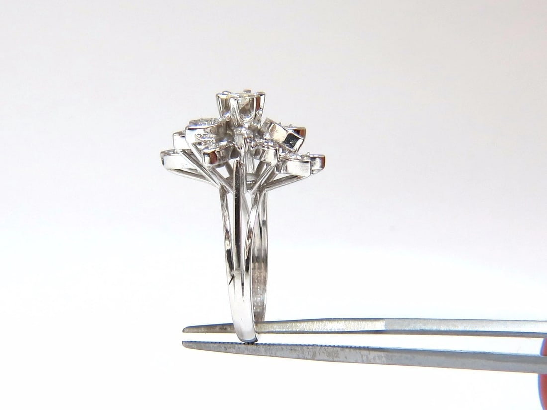 1.10ct natural Diamonds Profile Cluster Top 18kt ring Vintage Deco - 4