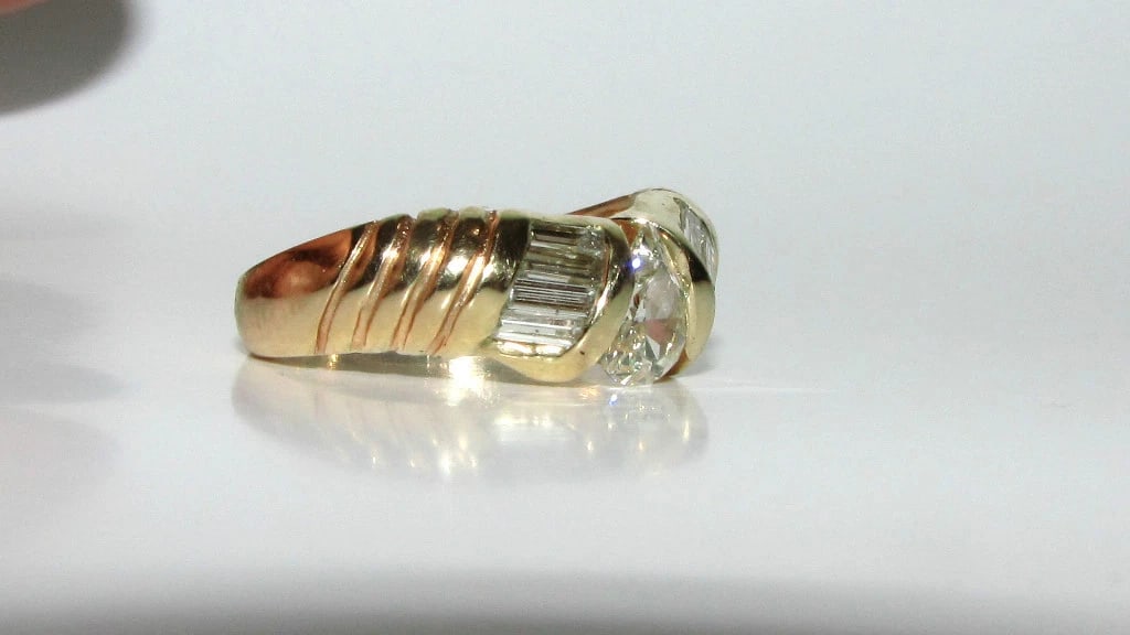 1.20CT PEAR SHAPE DIAMOND BAND RING 14KT+ - 2