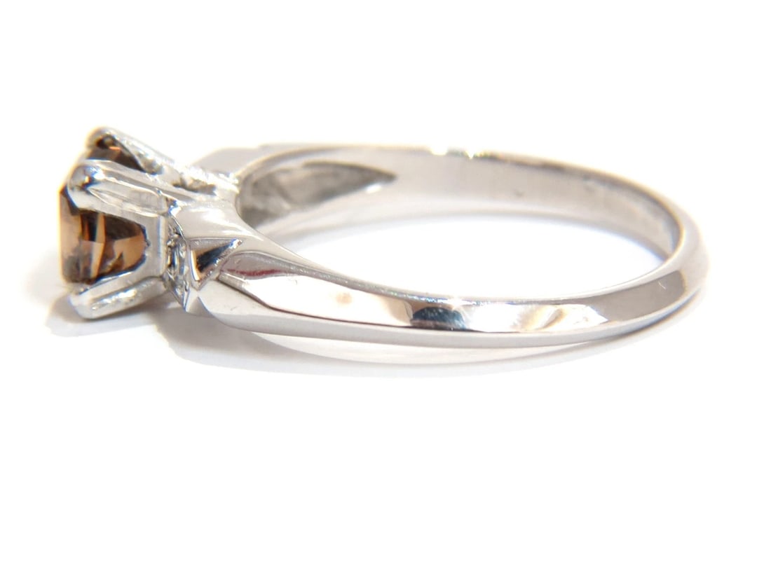 1.12ct natural fancy bright orange brown diamond ring platinum - 3