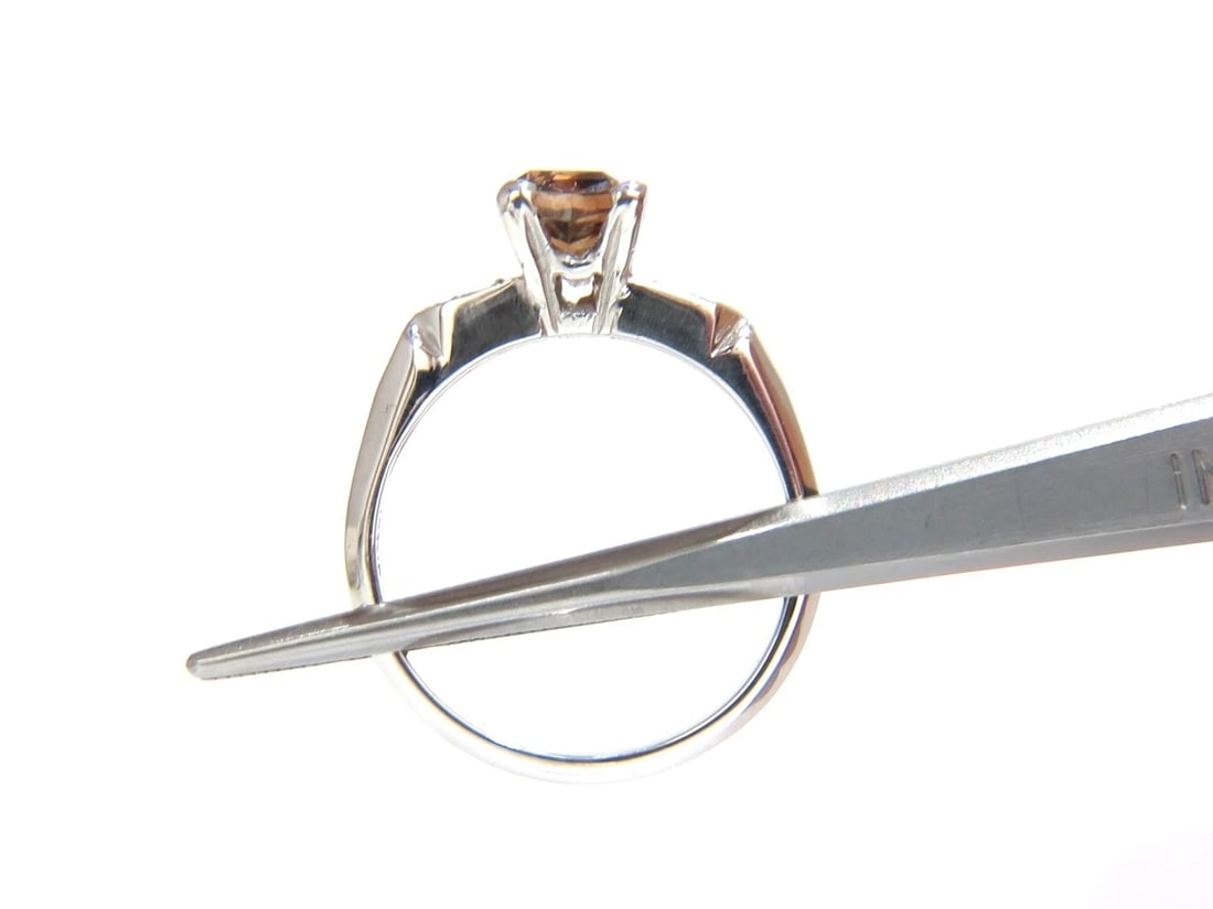 1.12ct natural fancy bright orange brown diamond ring platinum - 4