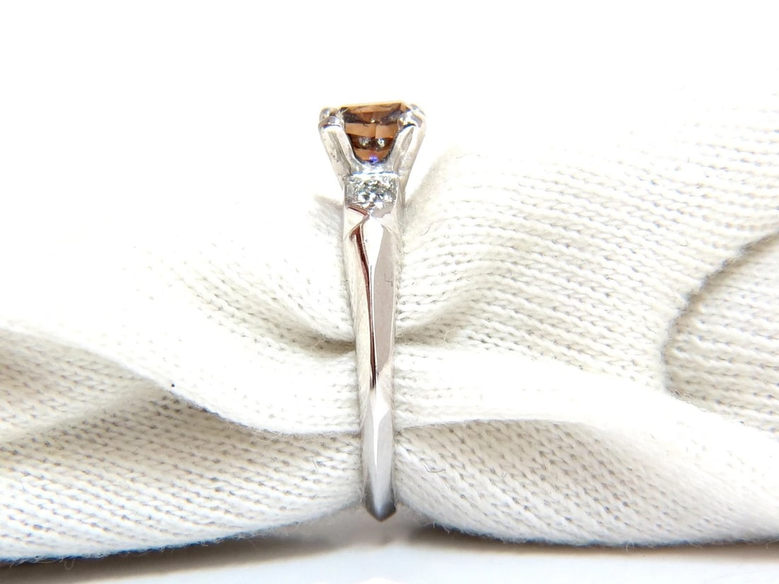 1.12ct natural fancy bright orange brown diamond ring platinum - 5