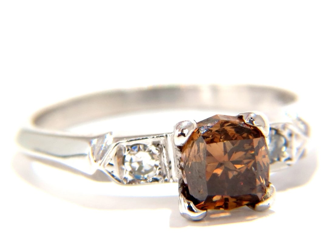 1.12ct natural fancy bright orange brown diamond ring platinum - 6