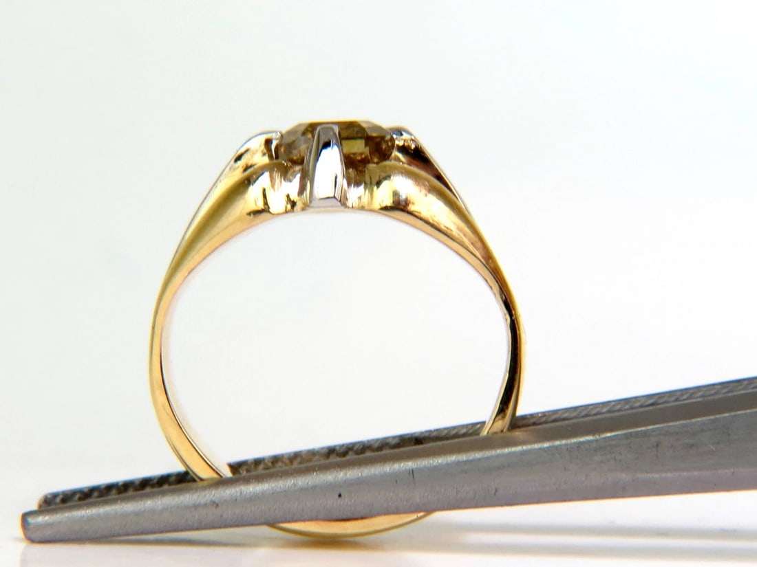 GIA CERTIFIED NATURAL FANCY GREEN YELLOW BROWN 1.00CT DIAMOND RING 18KT - 3