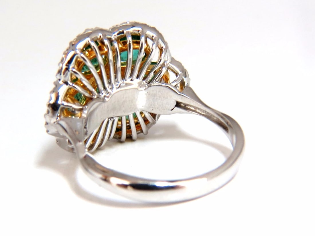 3.02ct Natural oval Emeralds diamond cocktail cluster ring 14kt G/Vs - 3