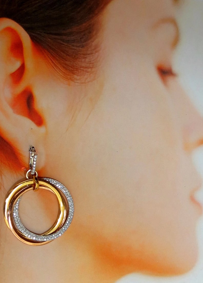 3.80ct natural diamonds rolling loop rings dangle earrings 14kt multi - 5