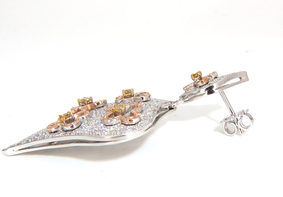 4.30ct Natural diamonds Dangle Spade form Earrings 18 Karat - 5