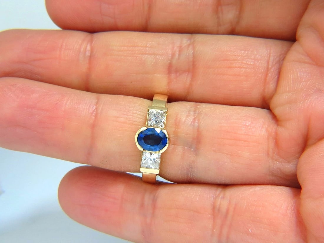 2.00ct natural sapphires diamond three stone ring 14kt royal blue - 5