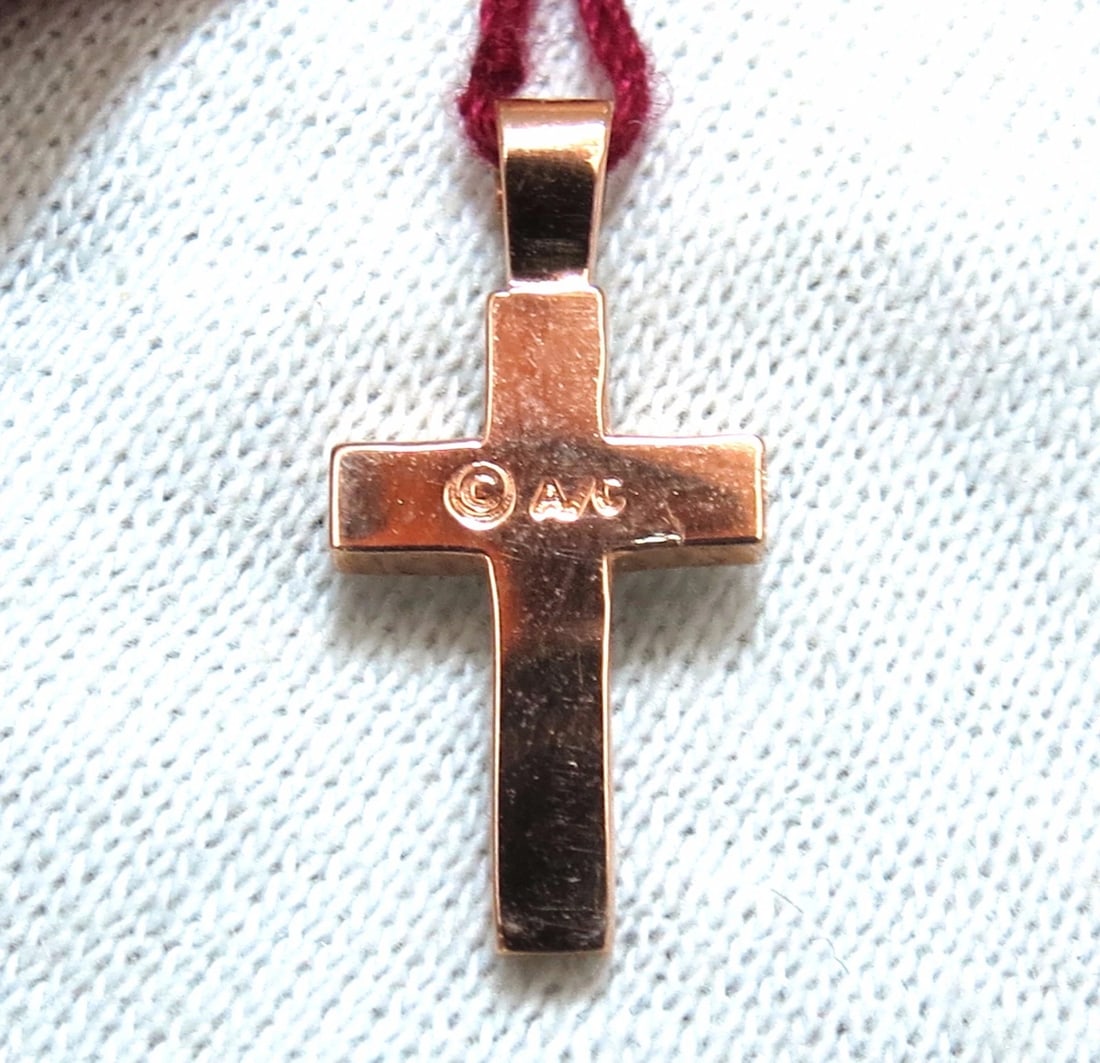 .50ct natural diamonds rounds cross necklace 14kt Petite Class+ - 2