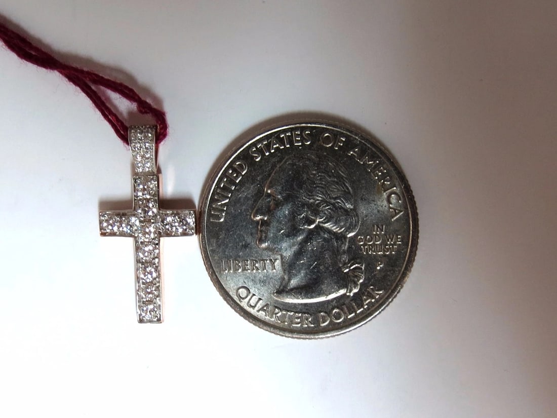 .50ct natural diamonds rounds cross necklace 14kt Petite Class+ - 3
