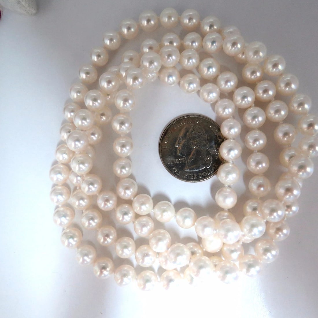 7.3mm Natural Japanese Pearls Endless Necklace / Double Wrap 34inch - 2