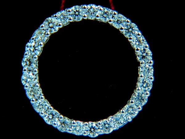 1.00CT DIAMONDS CIRCLE PENDANT FULL CUT G/VS 14KT+ - 2