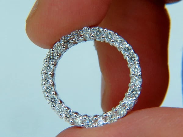1.00CT DIAMONDS CIRCLE PENDANT FULL CUT G/VS 14KT+ - 8
