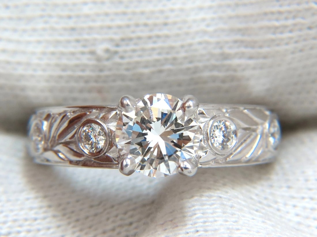 GIA certified 1.30ct. Round cut Natural diamonds ring G/VVS-1 Platinum - 7