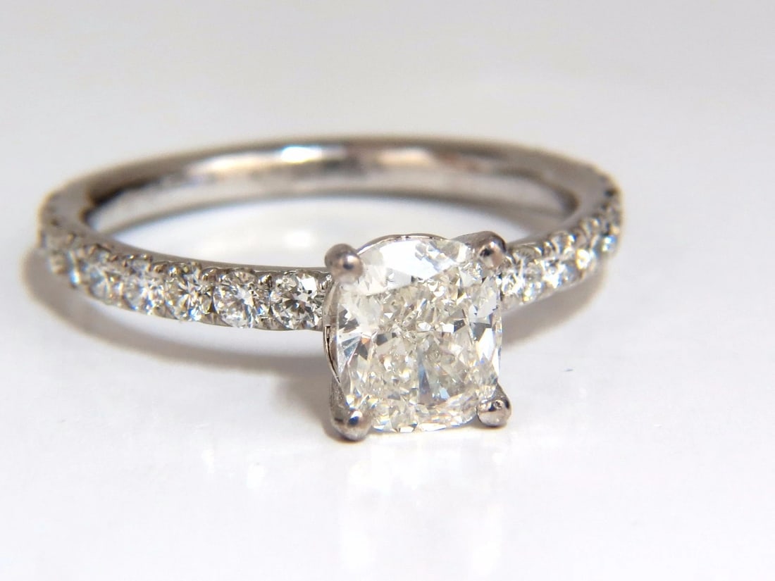 GIA certified 1.02ct. Cushion cut natural diamond ring 18kt H/VS - 2