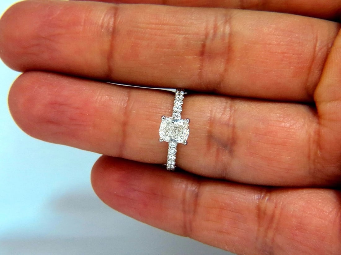 GIA certified 1.02ct. Cushion cut natural diamond ring 18kt H/VS - 7