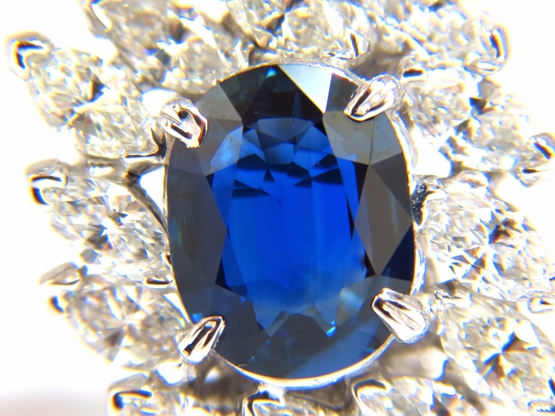 GIA Certified 11.16ct Natural Royal Blue sapphire diamond earrings Platinum - 3