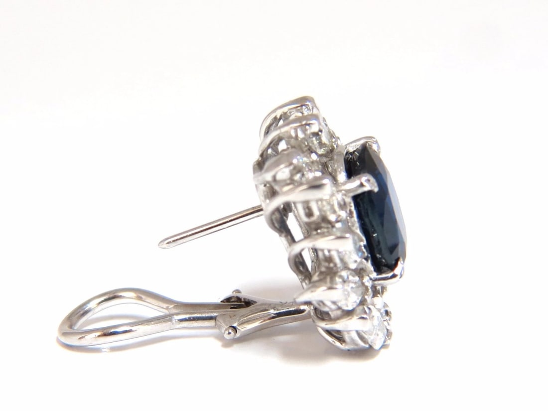 GIA Certified 11.16ct Natural Royal Blue sapphire diamond earrings Platinum - 5