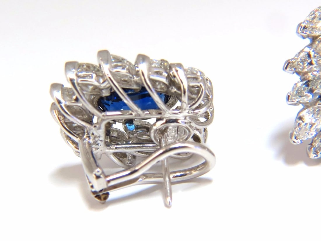 GIA Certified 11.16ct Natural Royal Blue sapphire diamond earrings Platinum - 6