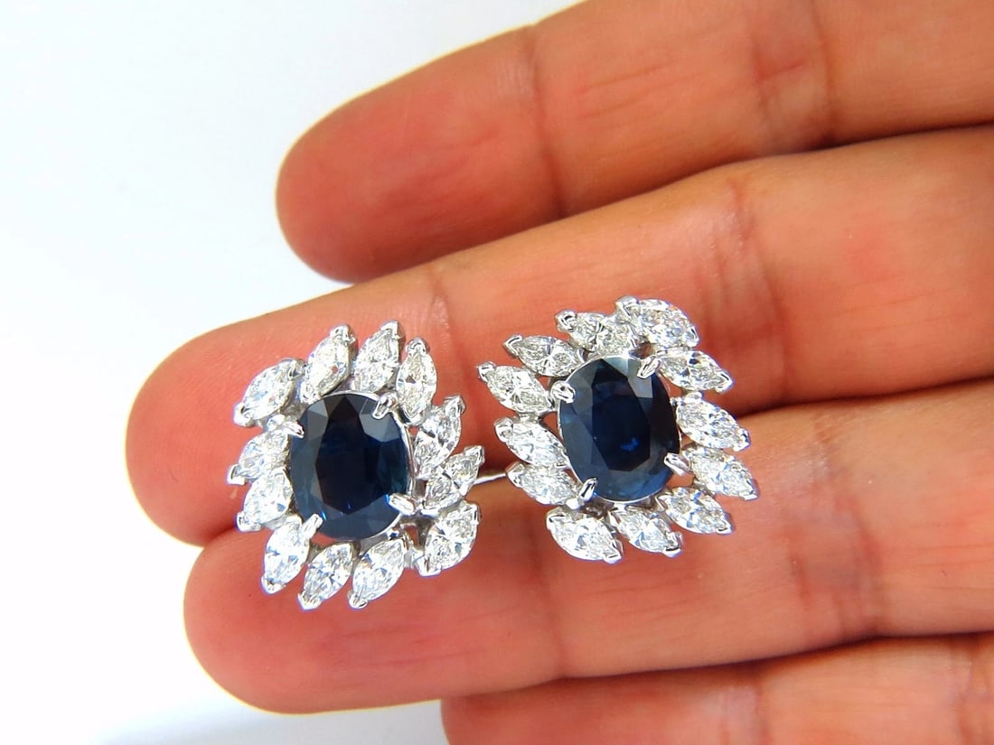 GIA Certified 11.16ct Natural Royal Blue sapphire diamond earrings Platinum - 7