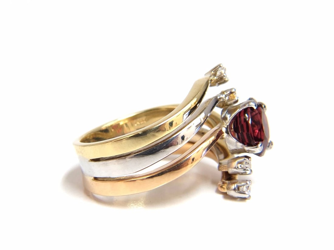 2.00ct Natural Blood Red Orange Spinel Diamonds Bypass Ring 14kt - 6