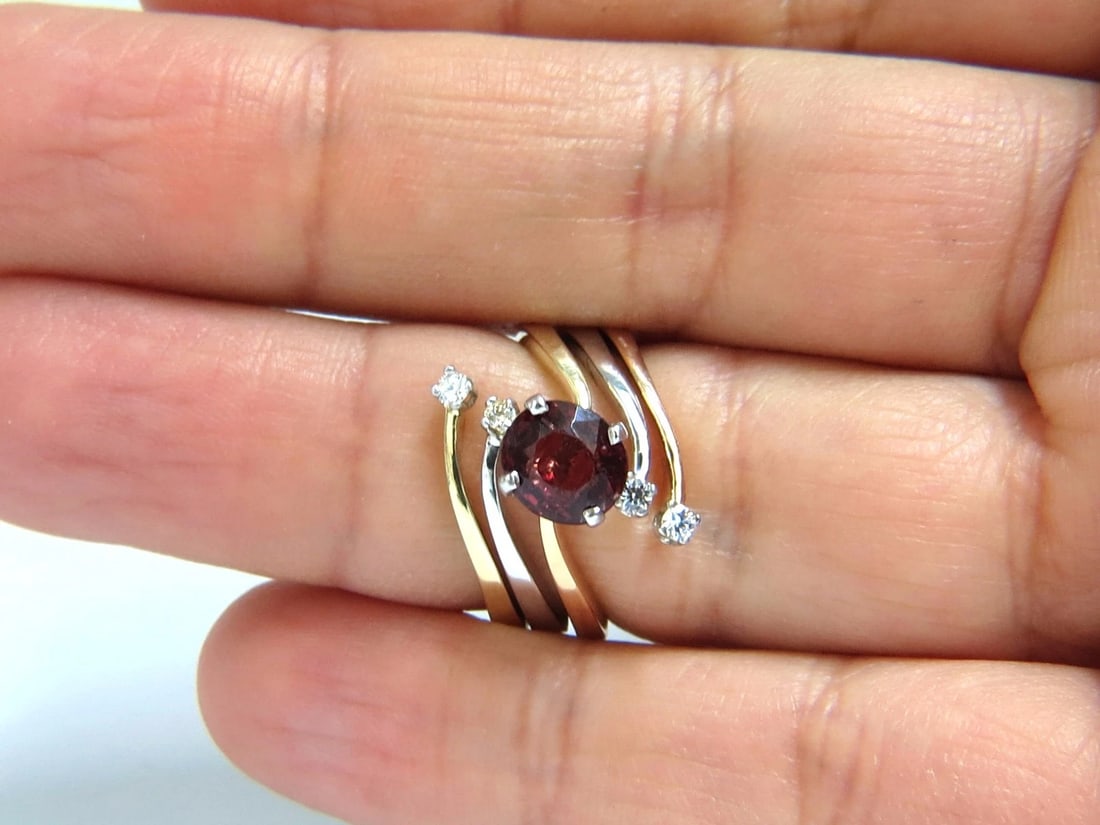 2.00ct Natural Blood Red Orange Spinel Diamonds Bypass Ring 14kt - 7