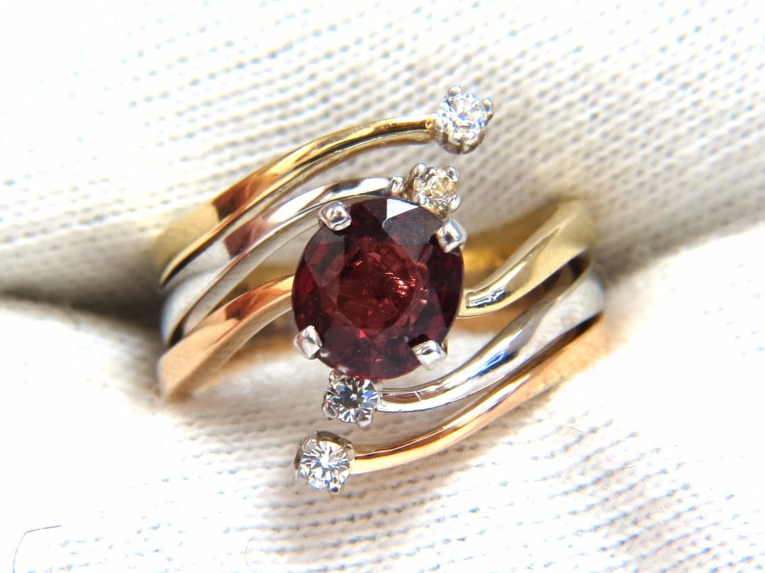 2.00ct Natural Blood Red Orange Spinel Diamonds Bypass Ring 14kt - 8