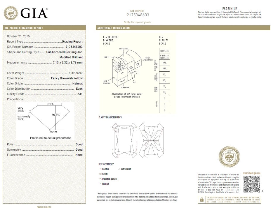 GIA Certified natural 1.37ct. Fancy Yellow Radiant cut diamond ring 14kt - 7