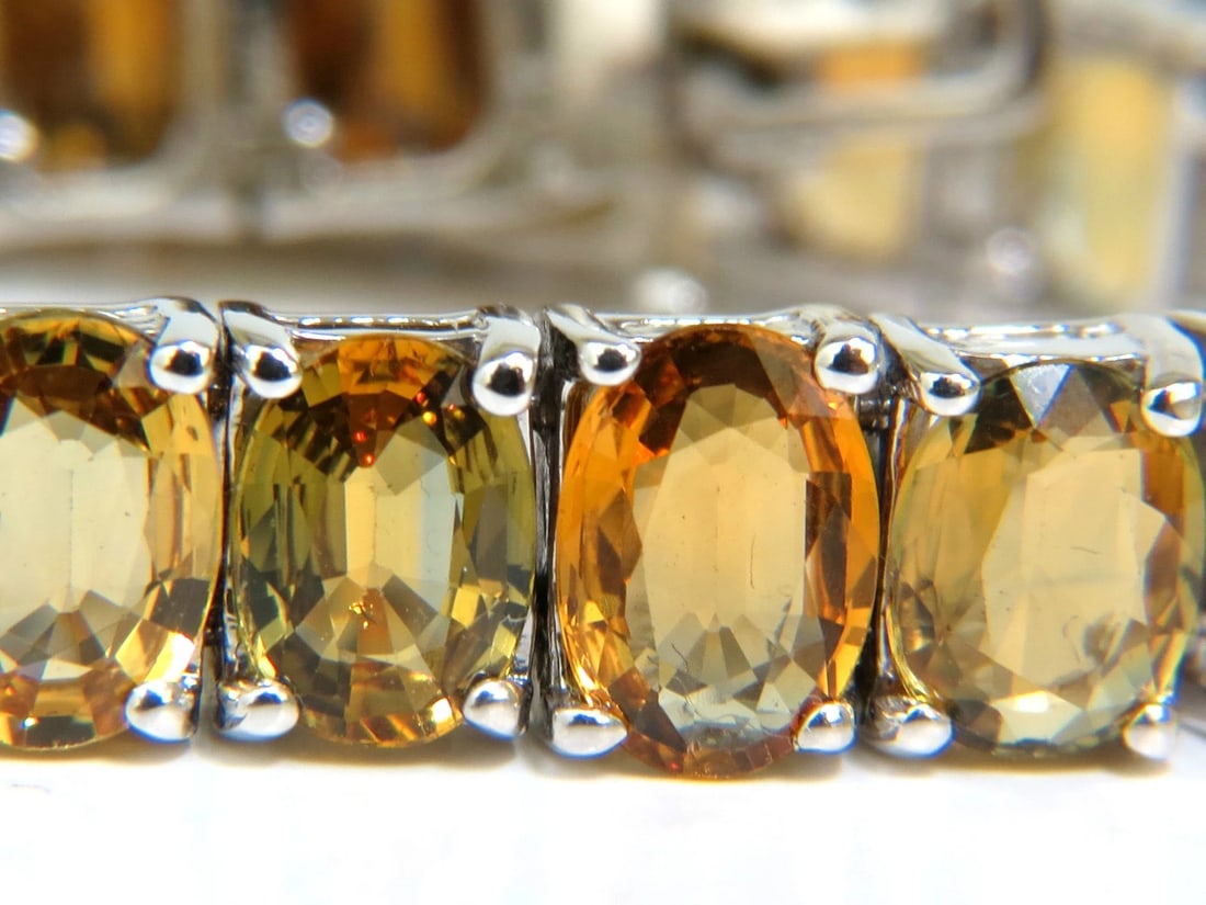 33.00ct. NATURAL GEM YELLOW GREEN ORANGE COLOR SAPPHIRES TENNIS BRACELET 14kt - 3
