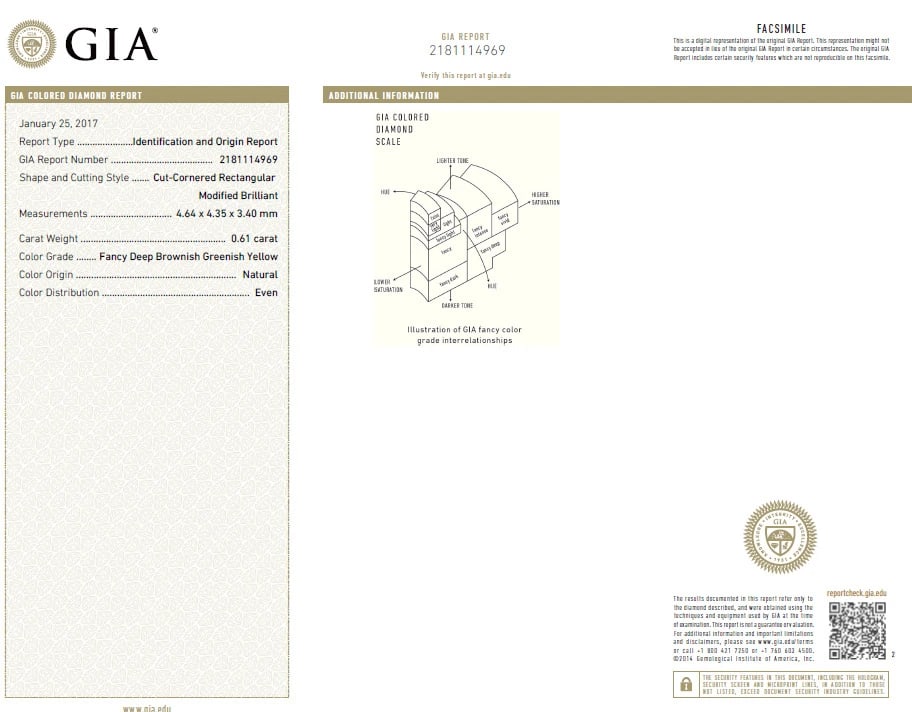 GIA Certified Natural Fancy color Diamond ring 14kt. Buckle Deco - 2