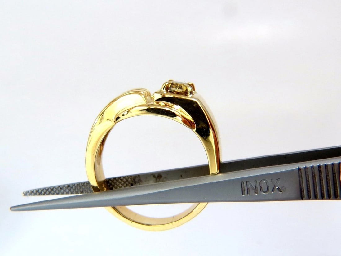 GIA Certified Natural Fancy color Diamond ring 14kt. Buckle Deco - 6